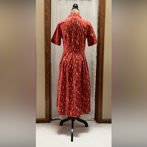 SEASALT CHARLOTTE ORANGE FISH SHORT SLEEVE MIDI FIT & FLARE DRESS size 6 - Picture 6 of 11